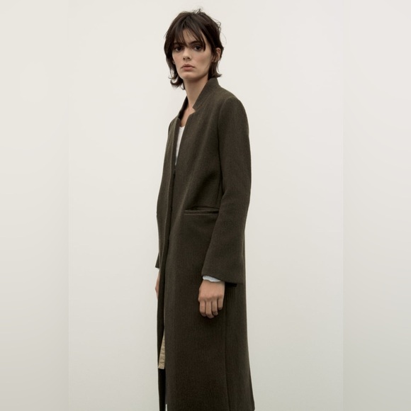 ZARA ~ WOMAN COLLECTION MINIMALIST MANTECO WOOL COAT - Picture 9 of 16
